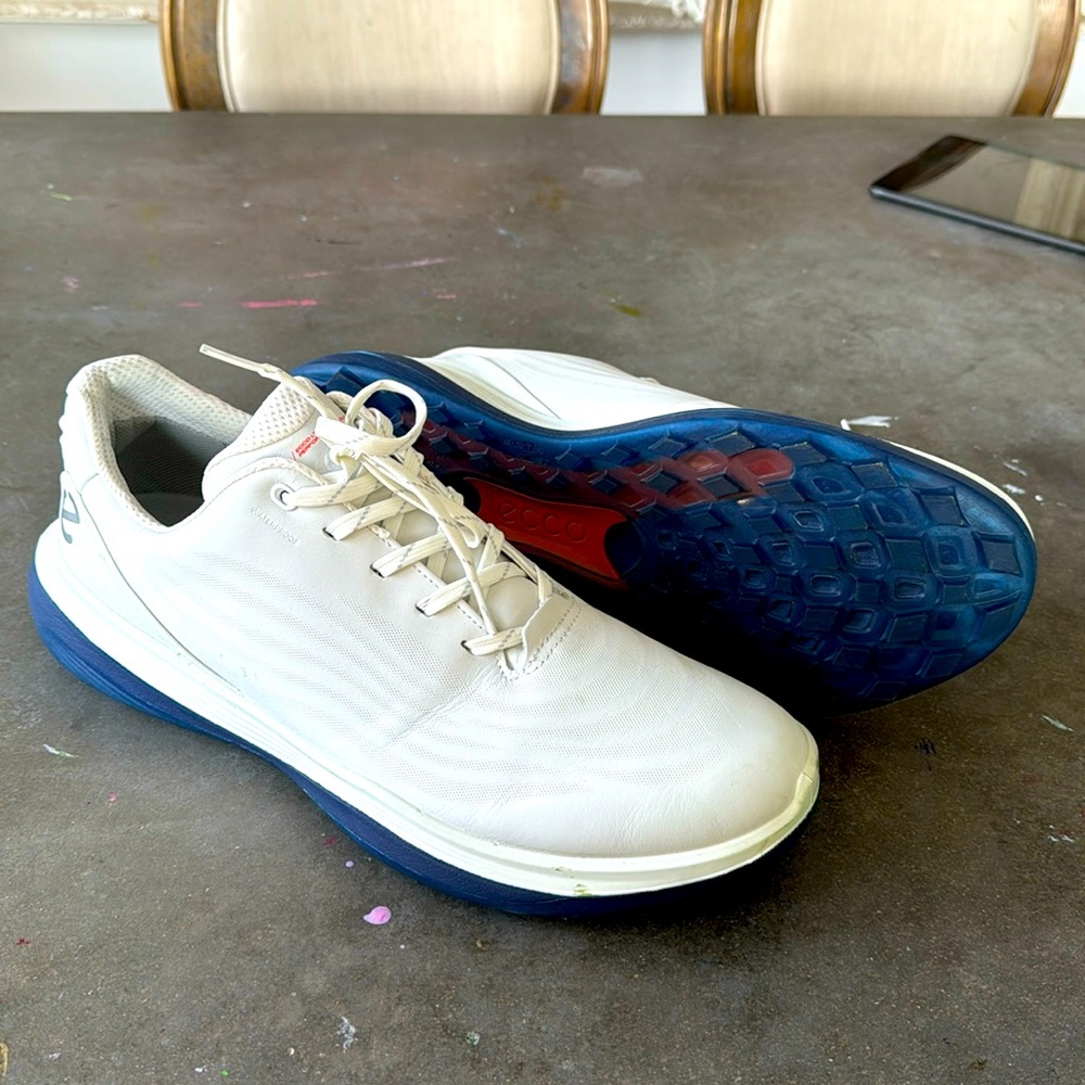 Ecco White and Blue Athletic Shoes